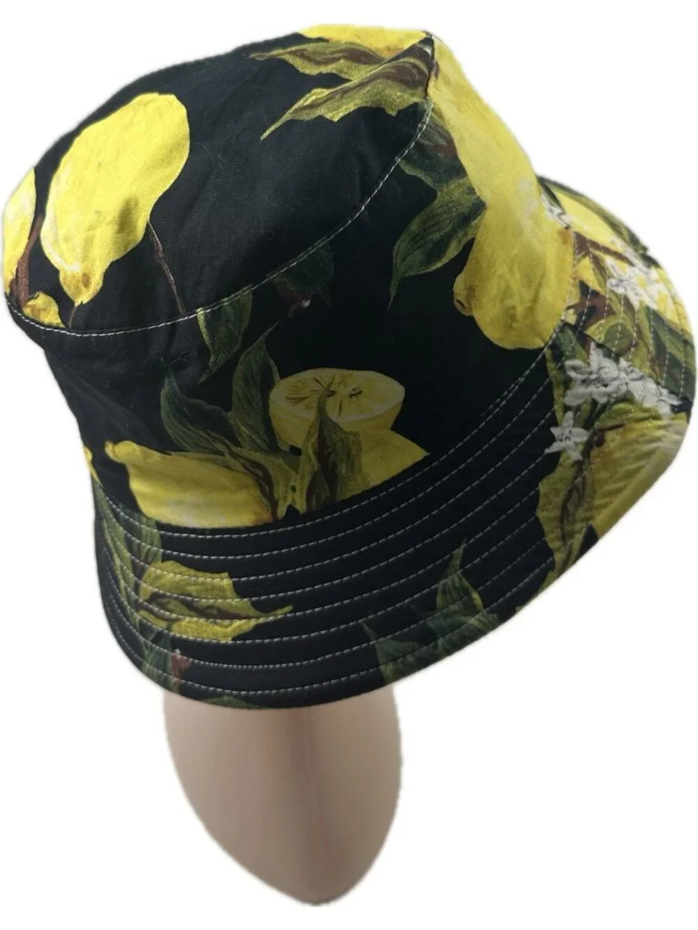 Bucket Fedora Hat Lemons Fruit Black Yellow Fischer One Size